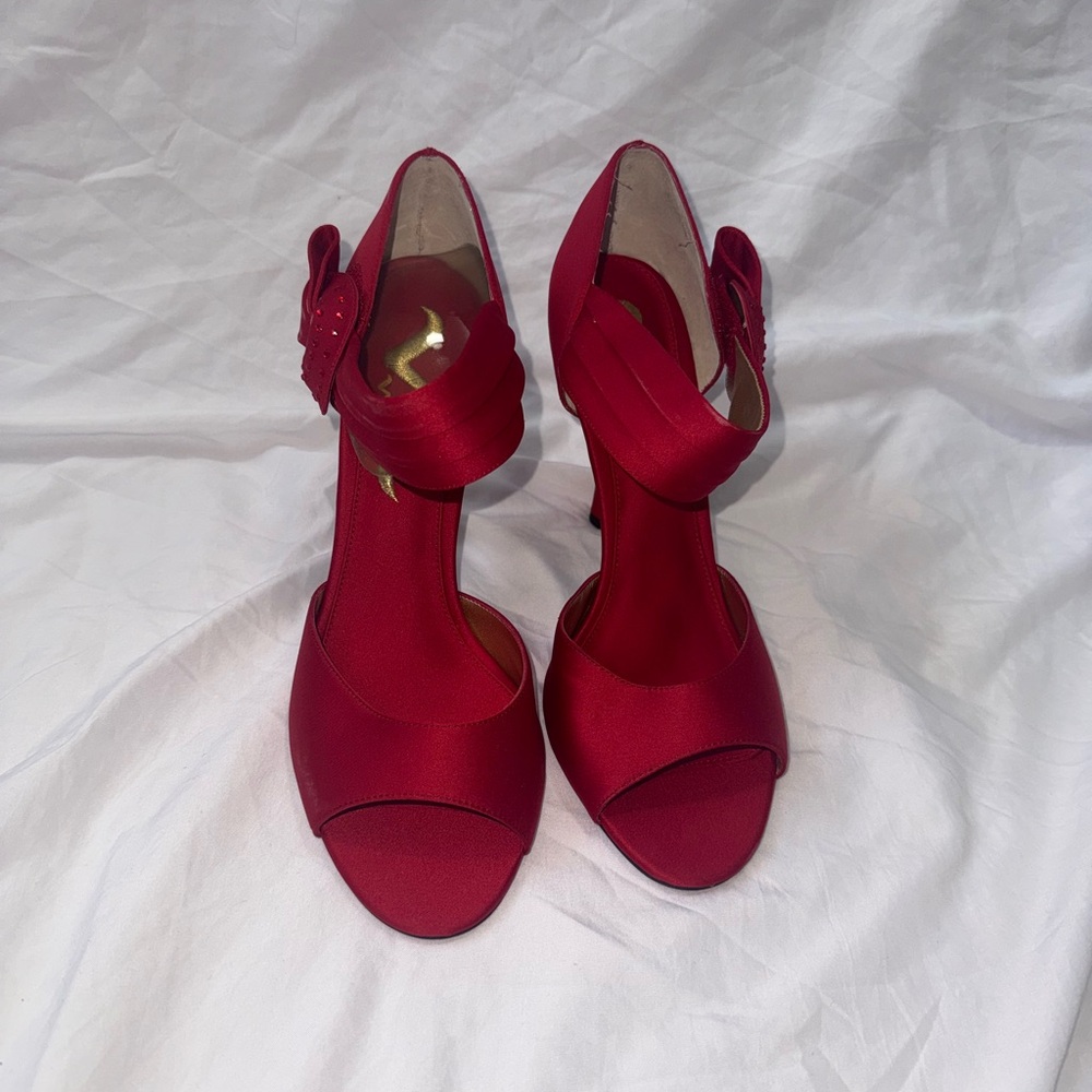 Nina Red Satin Women's Heels
